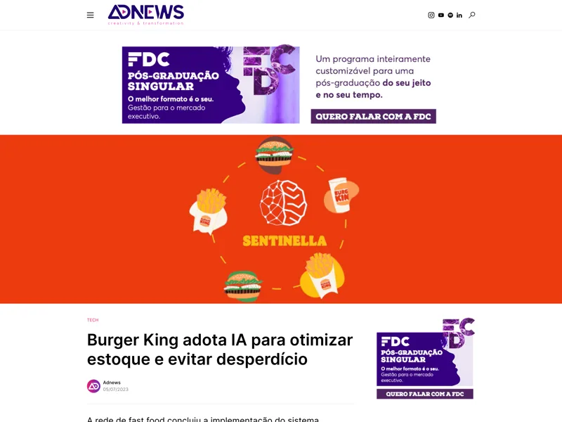 Matéria da AdNews sobre o Sentinella